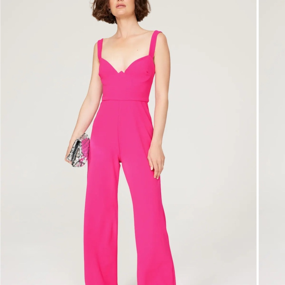 Nookie Pink Jumpsuit with Wide-Leg Silhouette and Sweetheart Neckline